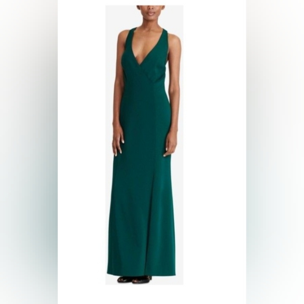 Lauren Ralph Lauren V Neck Razorback  Formal Evening Gown Sz 2 - Picture 5 of 7
